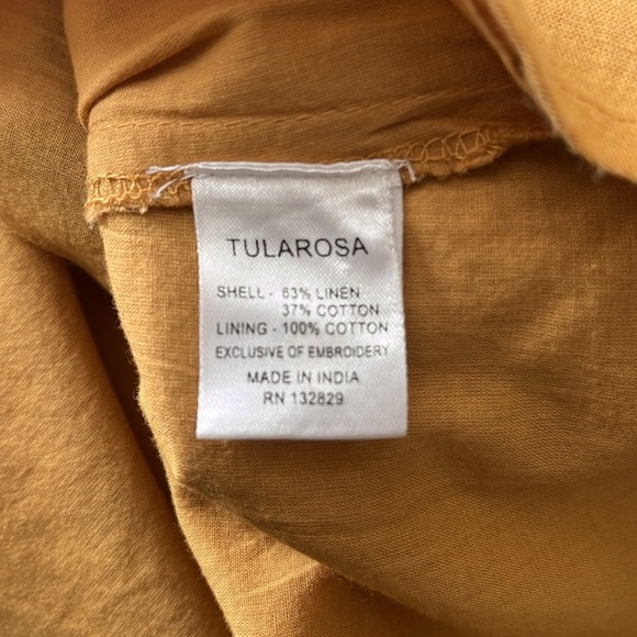 Revolve Tularosa Keelan Linen Long Sleeve Embroidered Mini Dress Curry Yellow XS - Picture 8 of 8